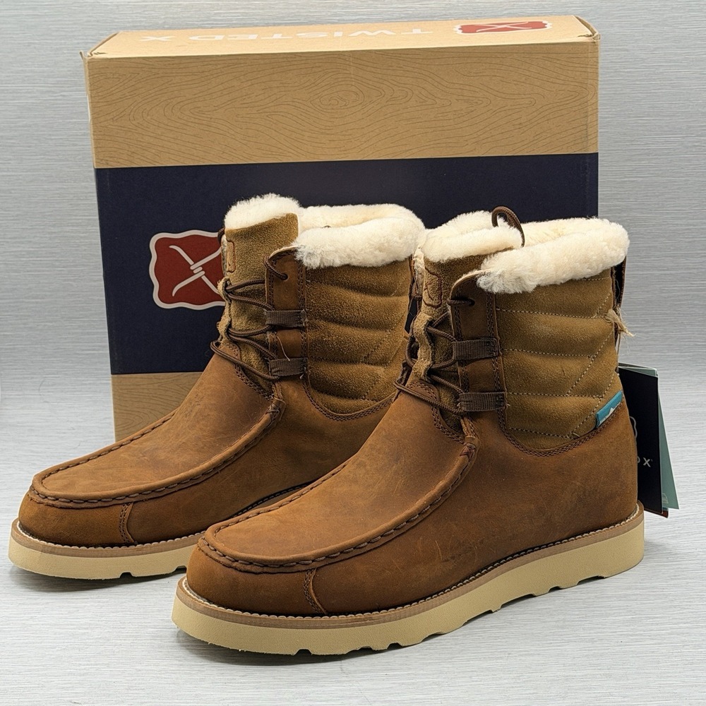 Twisted X Women's 9 M Waterproof Boots Brown Suede Shearling Wedge Sole WCAW001